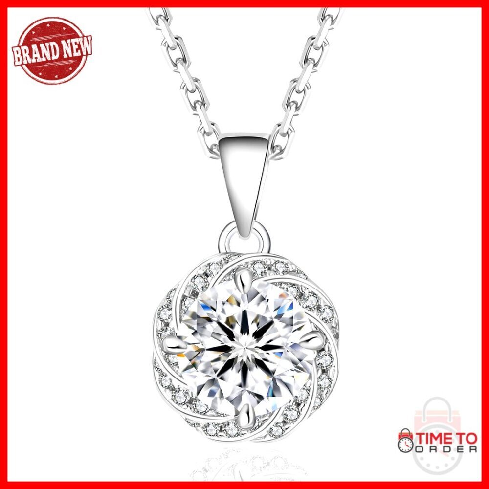 Moissanite Pendant Necklace Elegant Minimal Chic Anniversary Gift